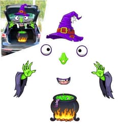 Sinytuto 1 PC Car Stickers, Witch Garage Door Arch Trunk Decoration Decal, Waterproof and Wear-Resistant Halloween Themed Creative Car Decoration Kit, Universal for Most Cars (Multicolored #M)