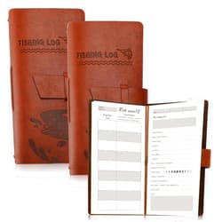 Fulmoon 2 Pcs Leather Fishing Log Book Brown Fishing Journal with Template Lined Notebook for Fishermen to Record Fishing Trip Date Weather Christmas Birthday Gifts for Men