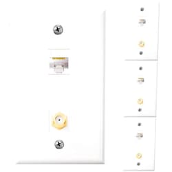 Weewooday 4 Pack Ethernet Coax Wall Plates, Cat6 Coax Wall Plate with Ethernet Port and Gold-Plated TV Coax Cable F-Type Port (White)