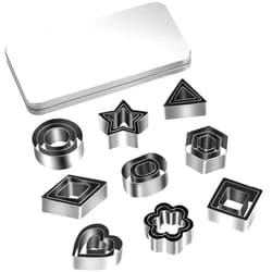 KSPOWWIN 27PCS Mini Cookie Cutters, Geometric Shapes Metal Cookie Biscuit Cutter Set, Star Flower Hexagon Round Heart Square Triangle Oval Stainless Steel Cutter for Baking