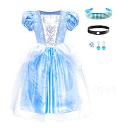 CQDY Cinderella Dress for Girls Princess Costume Halloween Party Toddler Kids Cosplay Fancy Outfit with Hair Accessories