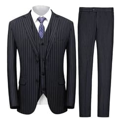 MAGE MALE Men’s Pinstripe 3 Piece Suit Slim Fit Elegant Single Breasted Business Wedding Party Blazer Vest& Pants Set