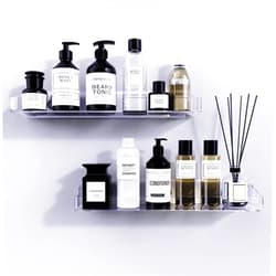 Bakzon Acrylic Shower Caddy Shelves, 2 Pack Self Adhesive Bathroom Storage Organizer, Home Wall Shower Inside Organization and Storage Decor