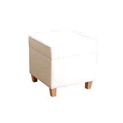 Homepop Home Decor | K7342-F2067 | Classic Square Storage Ottoman with Lift Off Lid | Ottoman with Storage for Living Room & Bedroom, Cream Woven