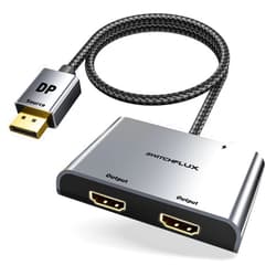 SWITCHFLUX DisplayPort to Dual HDMI Adapter [4K@60Hz] DP to HDMI Splitter 1 in 2 Out Extended Display, DP 1.2 to 2 HDMI Female Converter for Dual Monitors Compatible with PC,Graphic Card and More