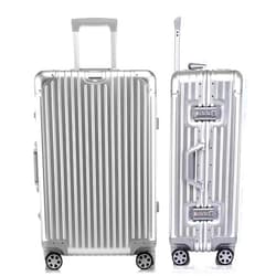 HotWay 20 Inch All Aluminum Carry On Luggage with Wheels, Hard Shell Zipperless Suitcase with TSA Locks, Silver Travel Luggage (22x14x9 Airline Approved)