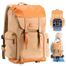 TARION Camera Backpack Canvas Camera Bag Photography Backpack for Women Men Photographer with Laptop Tripod Compartment Waterproof Raincover Retro DSLR SLR Mirrorless Camcorder Camera Bag Khaki M-02