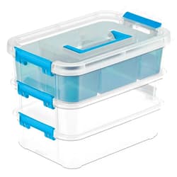 Sterilite 3 Handle Tray 14138606 Layer Stack & Carry Box, 10-5/8-Inch, 1-Pack, Clear