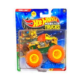 Hot Wheels Monster Trucks Beast Bashers Rebel Lion, 3/6 Series, with Crushed Car