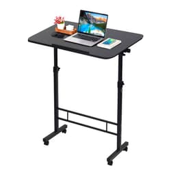 Dekhaoxe Small Standing Desk Adjustable Height,Rolling Computer Desk,Mobile Standing Desk with Wheels,Portable Stand Up Desk,Tall Computer Table,Adjustable Desktop Sit Stand Desk,Size 31.5x15.7 Inch Black