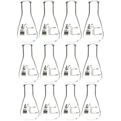 EISCO 12PK Erlenmeyer Flasks, 25mL - Borosilicate Glass - Narrow Neck Flasks, Conical Flasks, Glass Flasks