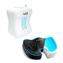 ComfiLife Gel Enhanced Seat Cushion & Cooling Knee Pillow Bundle – Seat Cushion for Office Chair – Leg Pillow for Side Sleeping