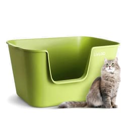 LivLab Mker Extra Large Litter Box,Open Top High Sided Cat Litter Pan,XL cat Litter Box for Big Cats,high Wall Jumbo Litter Box,Anti-Splashing Multi Kitty Cat Litter Box(Green)