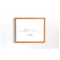Aj decor Cordoba, Spain Poster Print Wall Art -Modern City Skyline Landmarks - Line Drawing - Sketch Minimalist Art Room B35 (Cordoba, Spain, 24
