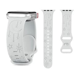STARAMZ Sport Strap Compatible with Watch Bands 38mm 40mm 41mm, Women Soft Silicone Star Moon Engraved Replacement Sport Strap Wristbands for iWatch Series 7 6 5 4 3 2 1 SE