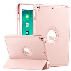 MoKo Case for iPad 6th / 5th Generation (2018 / 2017Model, 9.7 Inch) with Apple Pen Holder, Slim Hollow Logo Smart Cover for iPad 9.7 inch, Also Fit iPad Pro 9.7/Air 2/Air, Auto Wake/Sleep, Rose Gold