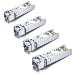 H!Fiber.com 10G Multimode SFP+ LC Module, 10GBase-SR Fiber Transceiver for Cisco SFP-10G-SR, Meraki MA-SFP-10GB-SR, Ubiquiti UniFi UF-MM-10G, Mikrotik, Netgear and More (MMF,850nm,300m,DDM) 4 Pack