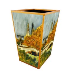 Ducoteduparc Gold trash can - New York Central Park Bow Bridge - Handmade Decorative Waste Basket