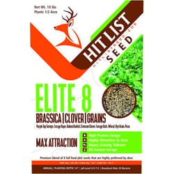Hit List Seed Elite 8 Fall Deer Food Plot Blend, 10 lbs (1/2 Acre) -Turnip, Radish, Forage Brassica, Clover, Wheat, Rye, Oats, Peas, Whitetail, Blacktail, Deer, Elk, Hunting, High Protein, Attractive