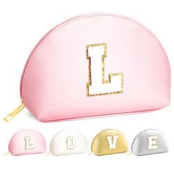 YOOLIFE Gifts for Teen Girls, Cute Makeup Bag Cosmetic Bags for Women Leather Toiletry Bag, Gifts for Sister Daughter In Law Gifts Birthday Gifts Bridal Shower Gifts Self Care Gifts for Women (Pink L)