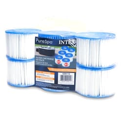 Intex 29011E Type S1 PureSpa Easy Set Pool Spa Hot Tub Filter Replacement Cartridges (6 Filters), Blue and White