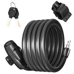 Titanker Bike Lock, 1/2 Inch Thick Bike Lock Cable Coiled Secure Bicycle Lock with Keys Scooter Lock Bike Locks Heavy Duty Anti Theft Bike Cable Lock with Mounting Bracket (4Feet, 6 Feet)