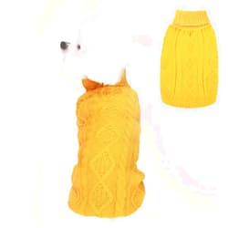 Bwealth Dog Sweater - Classic Turtleneck Knitted Cable Knit Dog Jumper Coat, Warm Pet Winter Clothes Outfits for Pet Dogs Cats Puppy Kitty in Cold Season (Yellow, XX-Small)