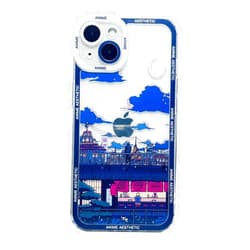 Mamarmot for iPhone 15 Pro Cute Clear Case, Japanese Cool Cartoon Anime Aesthetic Scenery Design Soft Shockproof Angel Eyes Protective Transparent Case Cover Shell (Landscape-1, for iPhone 15 Pro)