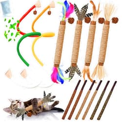 GREMBEB Cat Toys 12PCS Catnip Toy for Indoor Kitten Toys Cat Chew Stick for Dental Cleaning Teeth Cat Silvervine Rope Treat Kitty Feather Snack for for Kick Molar Scratch Self Play Interactive Boredom