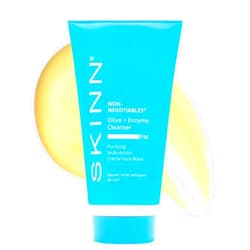 SKINN Daily Evening Face Wash, Multi-Action Cream, Olive & Enzyme Cleanser, 4oz - Facial Cream for Removing Makeup, Impurities & Dead Skin Cells
