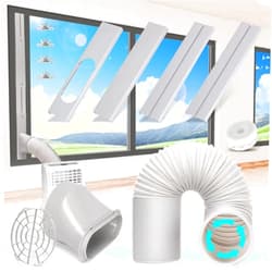 Kerykwan Portable Air Conditioner Window Vent Kit with 5.9” Exhaust Hose Adjustable Portable AC Window Kit for Ducting Universal Portable AC Seal Panel for Horizontal&Vertical Window