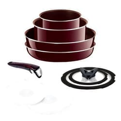 T-Fal Tefal L63191 T-fal Frying Pan, 9 Piece Set, Ingenio Neo Mahogany Premier Set 9, Titanium Premier, 5 Layer Coating, Handle Removable,