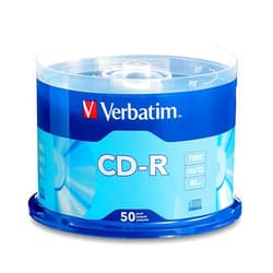 Verbatim CD-R Blank Discs 700MB 80 Minutes 52x Recordable Disc for Data and Music - 50 Pack Spindle,Silver