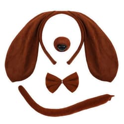 Mototo Dog Costume Set 4 PCS Puppy Animal Costume Brown Dog Ears Headband and Tail Nose Bow Tie Accessories for Adult Halloween Christmas Theme Party Animal Cosplay (Brown)