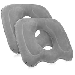 Leinuosen 2 Pcs Inflatable Seat Cushion 18.1'' x 15.7'' x 4.7'' Portable Lift Donut Pillow Height Adjustable Hemorrhoid Pillow for Tailbone Back Pain Bed Sore Home Car Chair Wheelchair Sitting, Gray