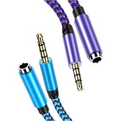 HOOTEK Headset Extension Cable, 2Pack 6FT 4 Pole TRRS 3.5mm Aux Jack Audio Extension Cable Male to Female Aux Adapter Cord Extender for Headphones, Smartphones, Home/Car Stereos, Speaker, iPhone, iPad, iPod