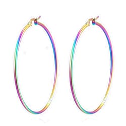 BIYONGDE Pair Womens Large Huggie Hinged Hoop Earrings, Classic Party