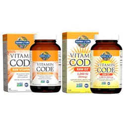 Garden of Life Vitamin Code Raw Vitamin C - 60 Capsules, 500mg Whole Food Vitamin C & D3 - Vitamin Code Whole Food Raw D3 Vitamin Supplement, 2000 Iu, Dairy and Gluten Free