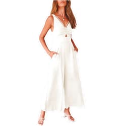 ANRABESS Women's Summer Wide Leg Linen Jumpsuits Dressy V Neck Sleeveless Casual Pants Rompers 2025 Vacation Beach Outfits