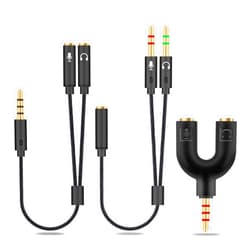 EBEETECH HIEbee 2 in 1 3.5mm Headphone Splitter Adapter (Microphone + Audio) Female to Male&Male to Female Stereo Jack Y Cable Compatible for PS4,PS5,Nintendo Switch,Phone,Laptop(3 in 1 Pack)