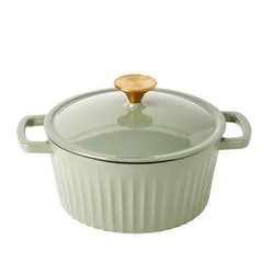 Smith Clark Ironworks Smith & Clark 3-Quart Enameled Cast Iron Fluted Dutch Oven Pot with Lid, Sage Green