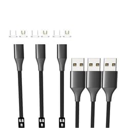 N. NETDOT NetDot Gen10 2in1 Nylon Braided Magnetic Charging Cable Fast Charging and Data Transfer for Micro USB and USB C Android Smartphones (6.6ft / 3 Pack, Black)