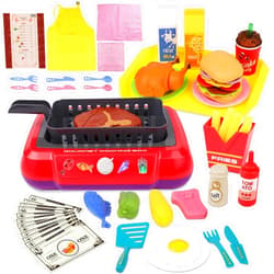 Gifts2U Kids Frying Kit Kitchen Cooking Playset Toys, 48 PCS Toddler Pretend Play Store Toys with Color Changing Play Food, Simulator Kitchen Accessories Set DIY Toy Learning Gift for Girls Boys