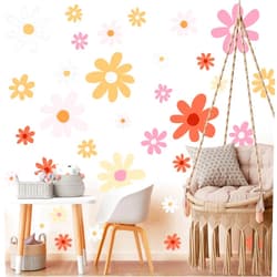 TaoBary 12 Sheets Daisy Wall Decals Flower Wall Stickers Large Daisy Wall Stickers Daisy Decals for Wall Peel and Stick for Nursery Bedroom Living Room Wall Decor(Lovely Style)