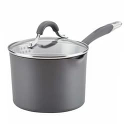 Circulon Radiance Hard Anodized Nonstick Sauce Pan/Saucepan with Straining and Lid, 3 Quart, Gray 3 Quart Saucepan