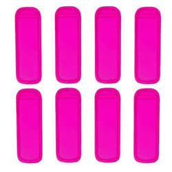 Jhesicx Reusable Popsicle Bags Holders, Freezer Ice Cream Pop Sleeves, Neoprene Insulator Sleeve Antifreezing Protective Cover for Kids Ice Pop Molds Party Drink, Can DIY Iron On Name (Rose red)
