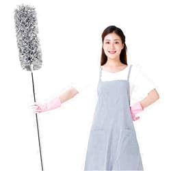 KPOKPO 2021 NEW -Microfiber Duster with 100 Inches Extendable Pole, Detachable & Bendable Feather Duster, Stainless Steel, Extra Long Telescopic, Perfect for Cleaning Cobweb，Cleaning Roof, Ceiling Fan