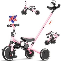 EagleStone 5 in 1 Tricycle for Toddlers 2-5 Years Old,Foldable Toddler Bike with Push Handle, Ideal Balance Bike and Birthday Gifts for Age 2 3 4 5 Boys and Girls