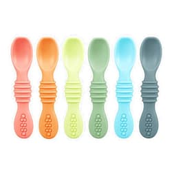 PandaEar 6 Pack Silicone Baby Spoons Self Feeding 6 Months for Toddler - Baby Led Weaning Utensils 6-12 Months - Infant Spoons First Stage - Baby Feeding Essentials - Baby Eating Utensils Set