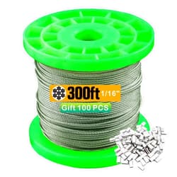 TOYELIU T304-Stainless Steel 1/16'' Wire Rope,7x7 Strand Core (300ft)